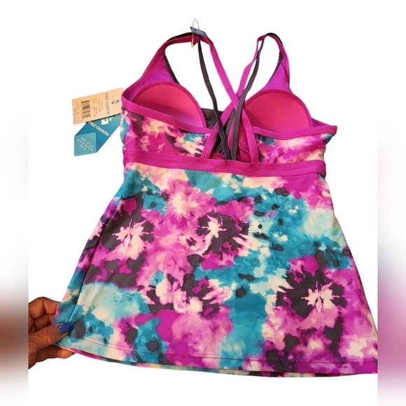 NWT Free Country TikiTieDye Sporty Tankini Small berry and slate colors - Picture 12 of 15